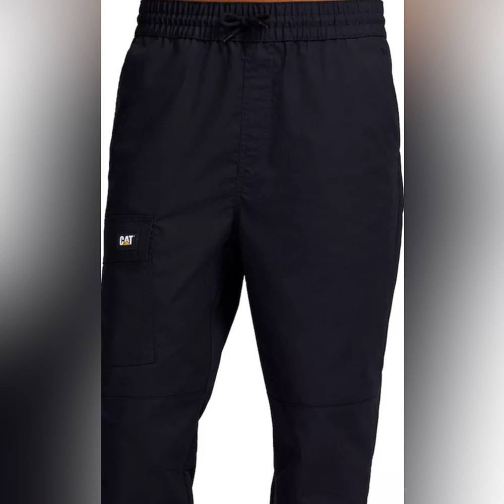 Men's Caterpillar, Tie Waist Stretch Ripstop Cuffed Cargo Black Pant Medium NWOT - Picture 2 of 2